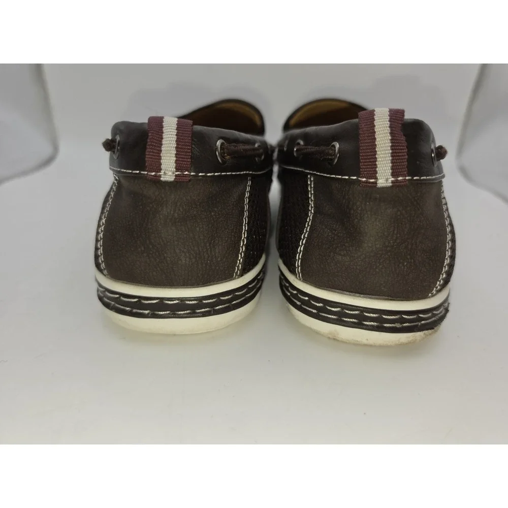 Brixton Dacio Men's Faux Leather Slip-On Boat Loafers in Dark Brown Size 9